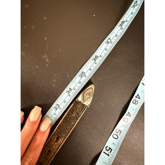 1992 Vintage Top Grain Cowhide Leather Silver Concho Belt Western Size 28 - Picture 5 of 7